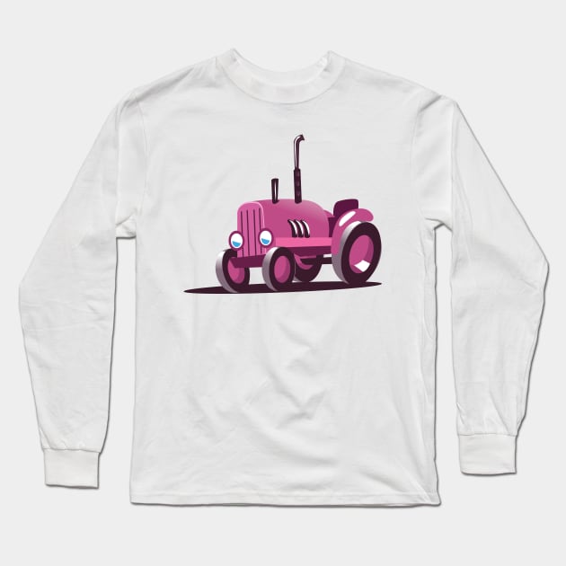 Pink Tractor Long Sleeve T-Shirt by nickemporium1